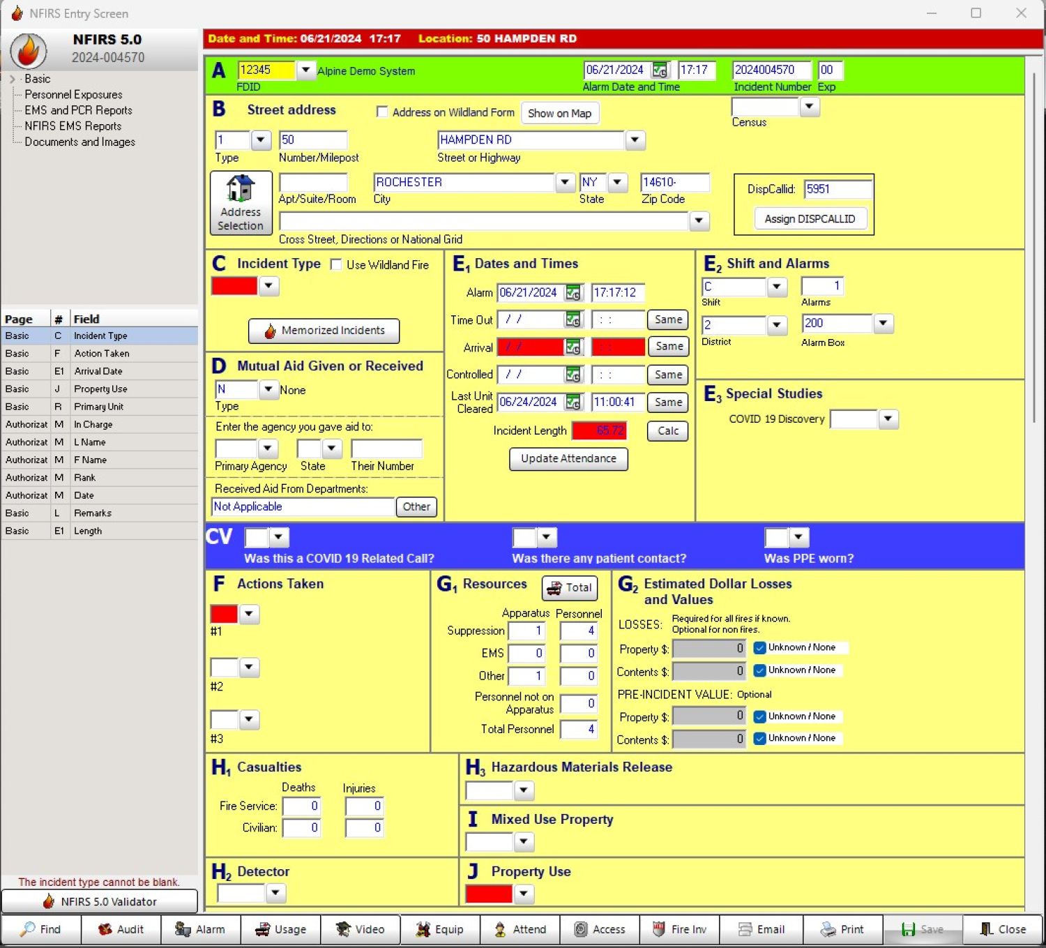 Fire Incident Reporting