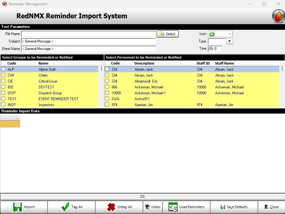 Customized Notifications reminder import system