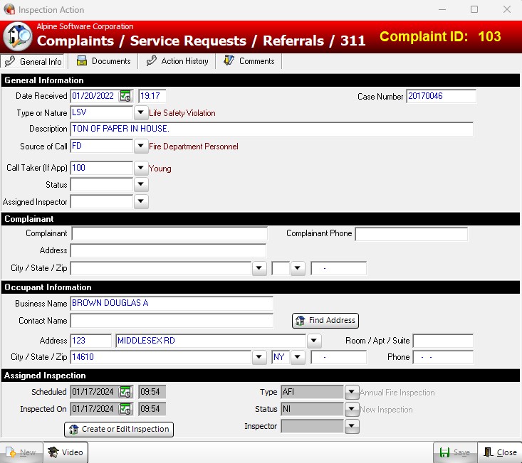 Fire Prevention Violation Tracking